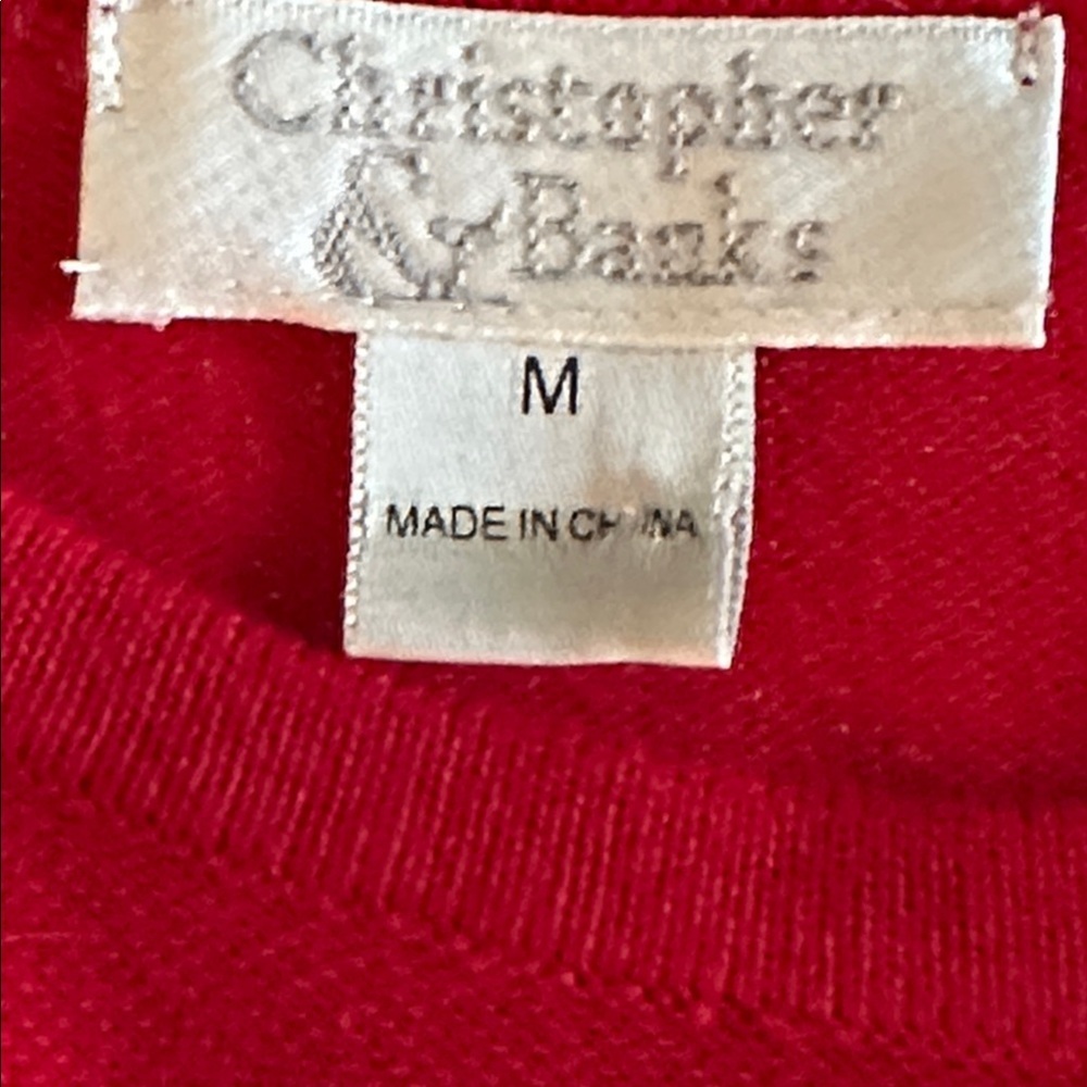 Vintage Christopher Banks Red Christmas Present Cardigan Cotton Sweater Size M - Picture 7 of 8